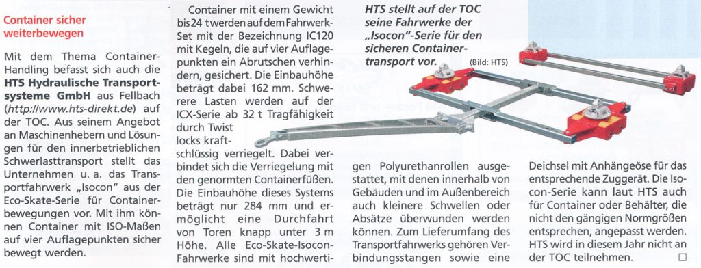 Hebezeuge Fördermittel 5/2015 - HTS - Container sicher weiterbewegen